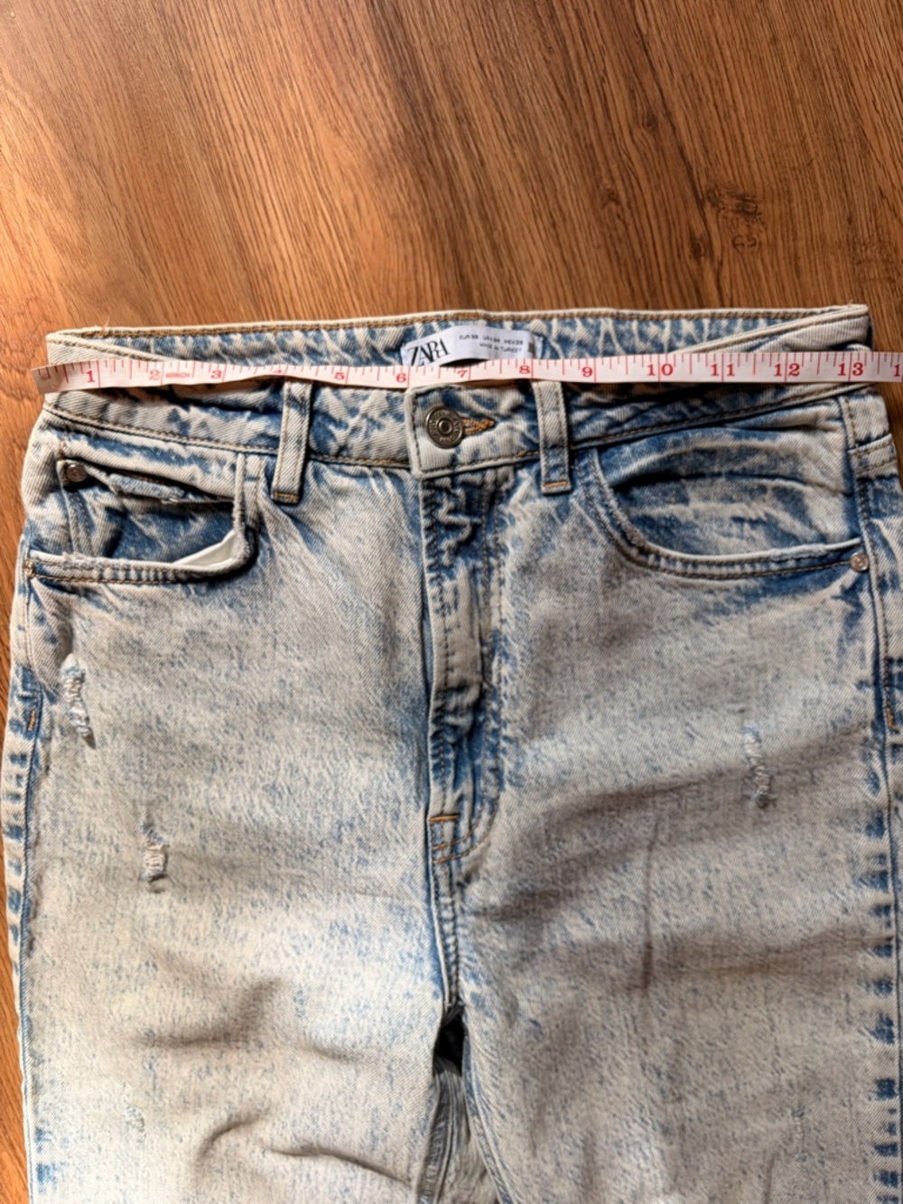 Zara Acid Washed Distressed Jeans 4 Long - Picture 6 of 10